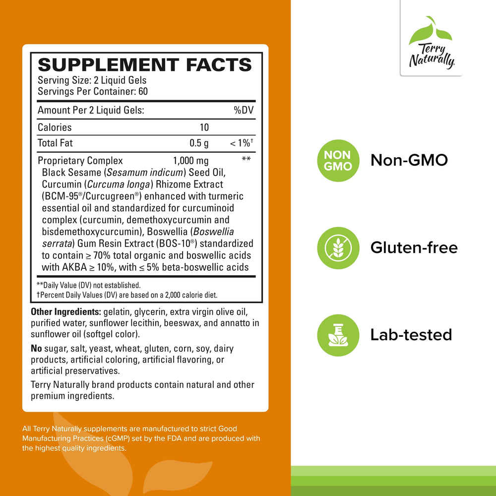 BCM-95 curcumin and BOS-10 boswellia ingredients label