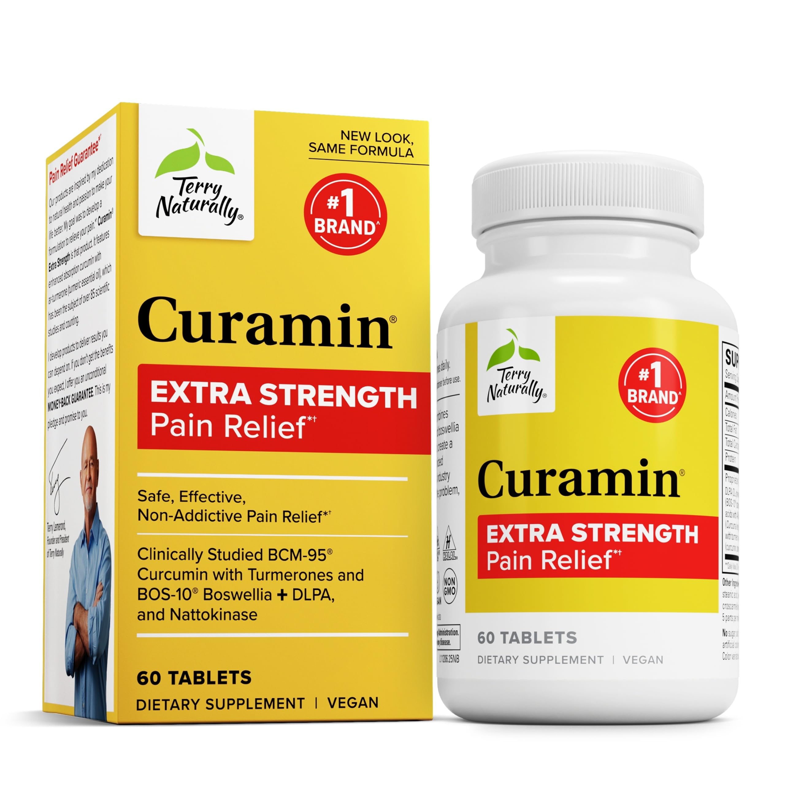 Terry Naturally Curamin Extra Strength bottle pouring capsules for circulation support.