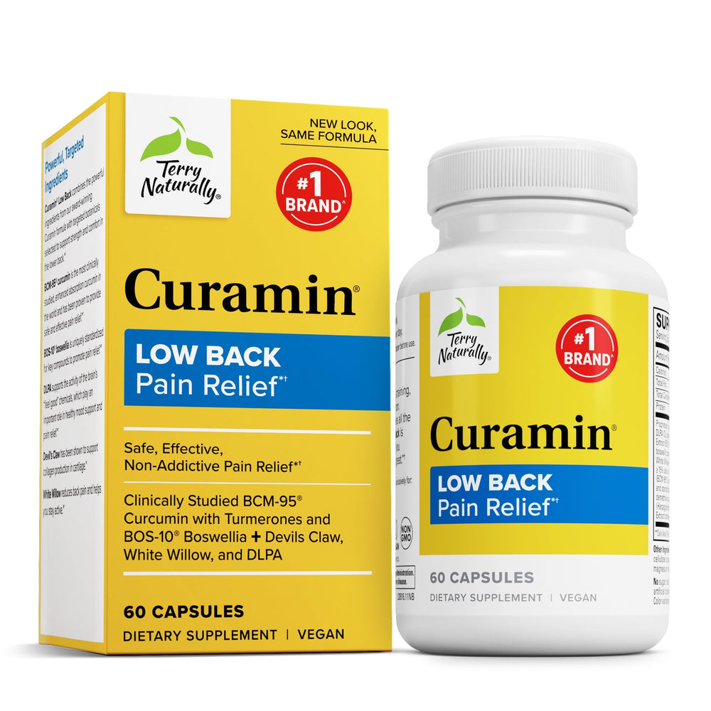 Bottle of Terry Naturally Curamin Low Back Pain Relief 60 capsules