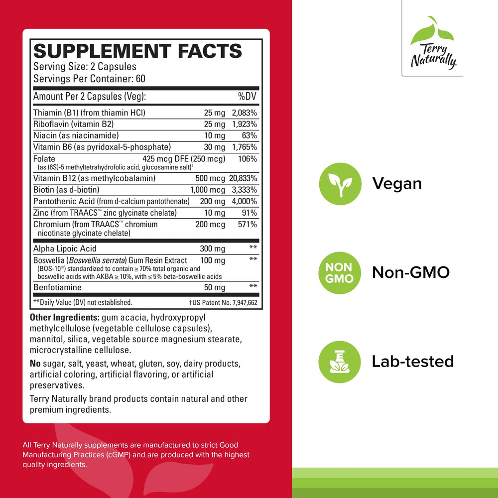 Close-up of the product label for Terry Naturally Healthy Feet & Nerves