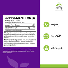 Close-up of Melatonin EP 120 5mg label