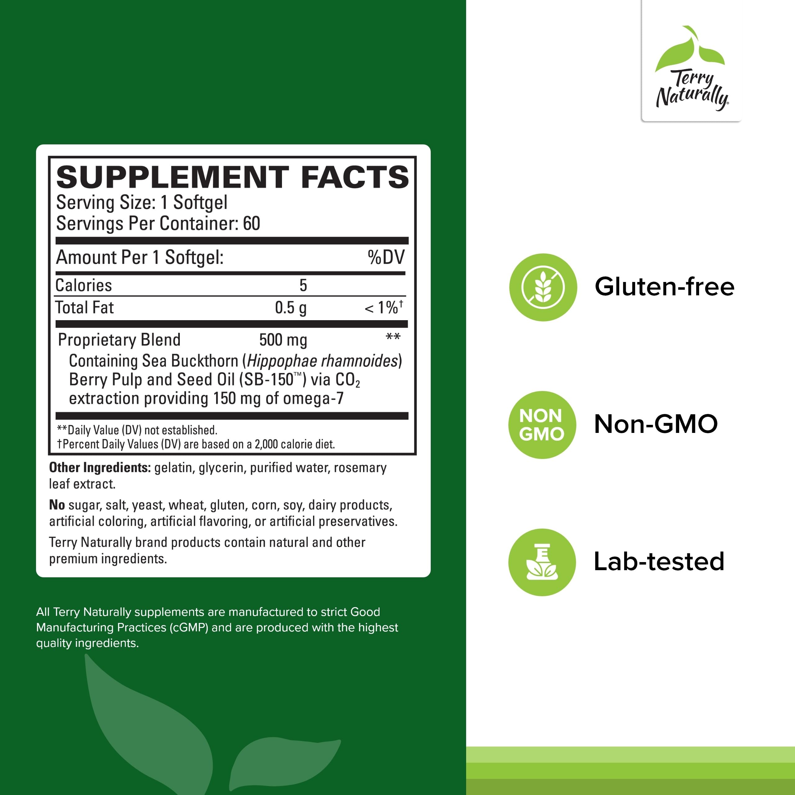 Close-up of the Omega-7 softgels and bottle