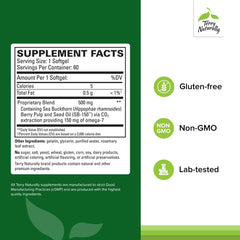 Close-up of the Omega-7 softgels and bottle