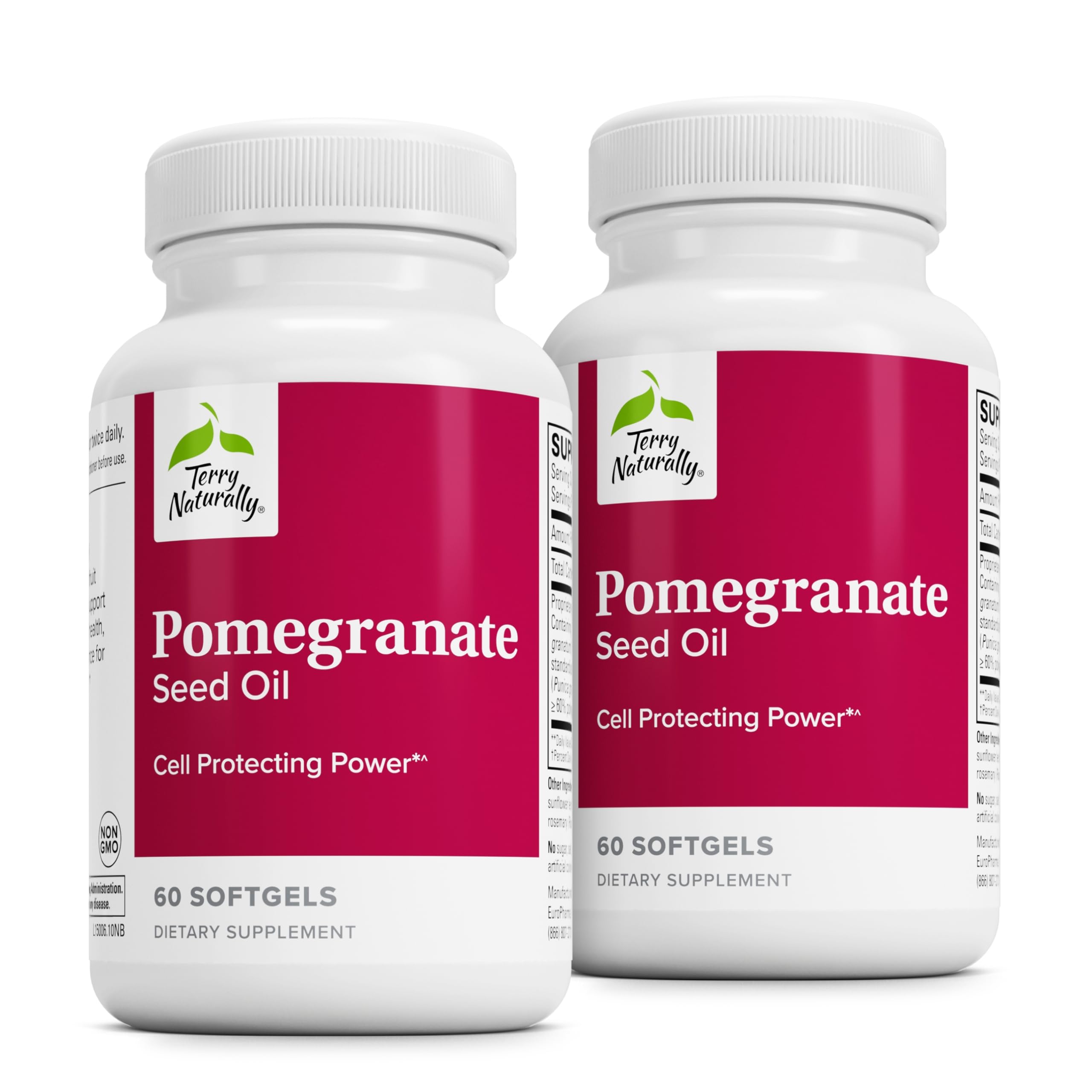 Bottle of Terry Naturally Pomegranate Seed Oil with 60 softgels