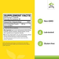 Back of Propolis EP300 bottle showing supplement facts