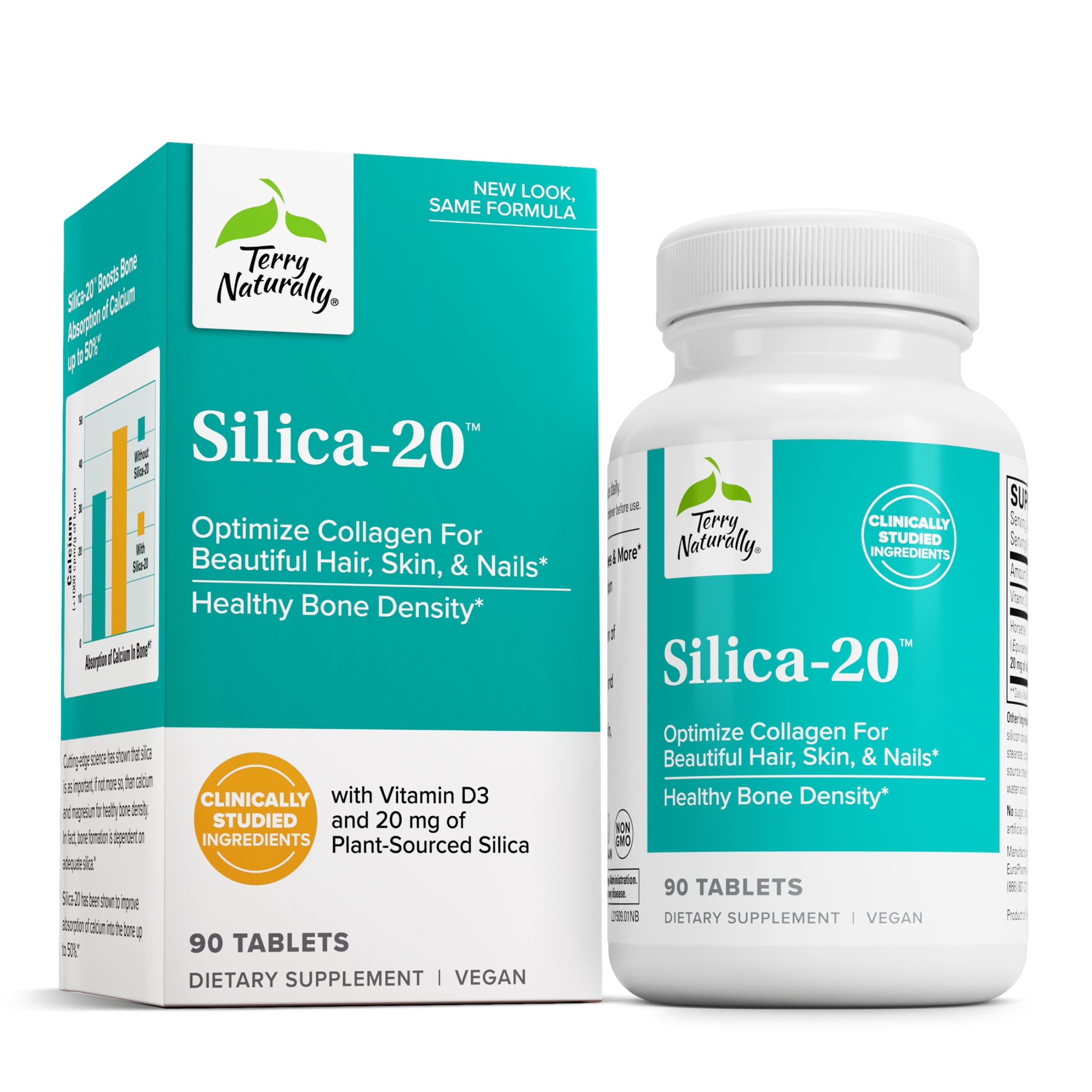 Bottle of Terry Naturally Silica-20 90 tablets