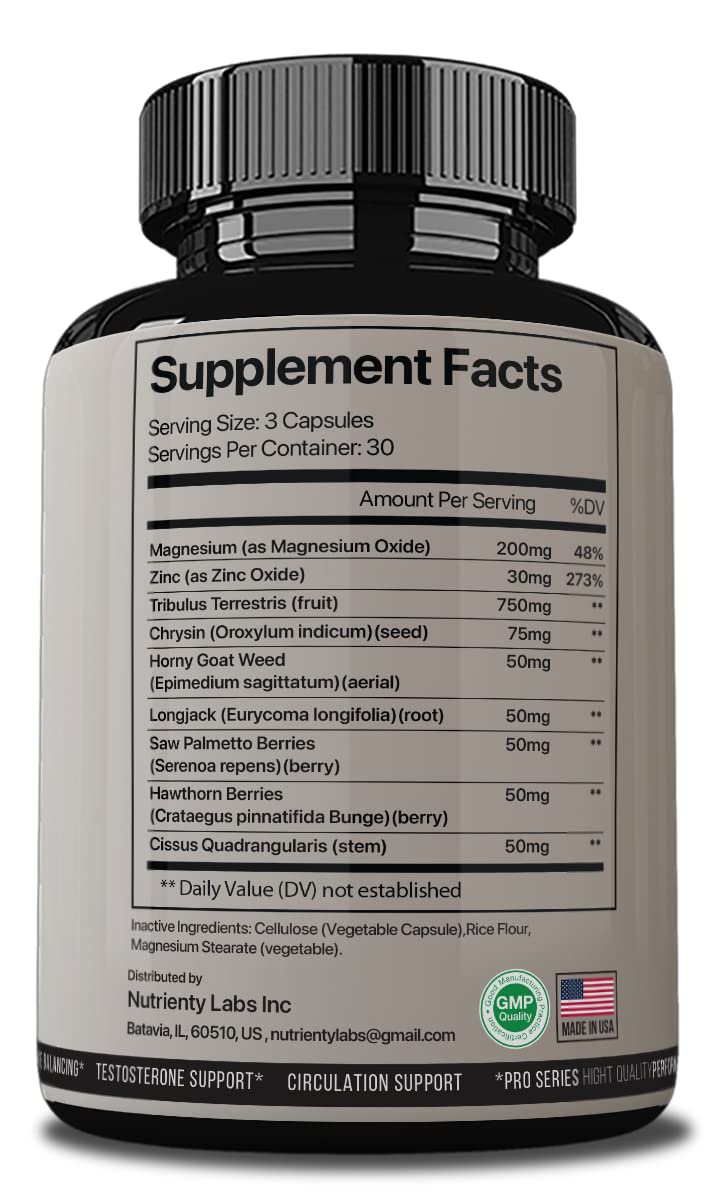 TestosPrimel ingredients and nutrition facts panel