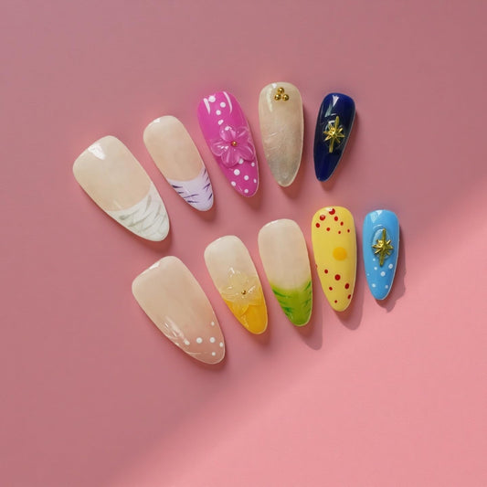 Tesytto handmade press-on nails in pastel colors for quick at-home glam