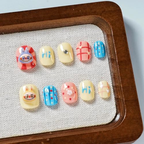 Tesytto hi letter nails pastel 3D art for playful daily looks.