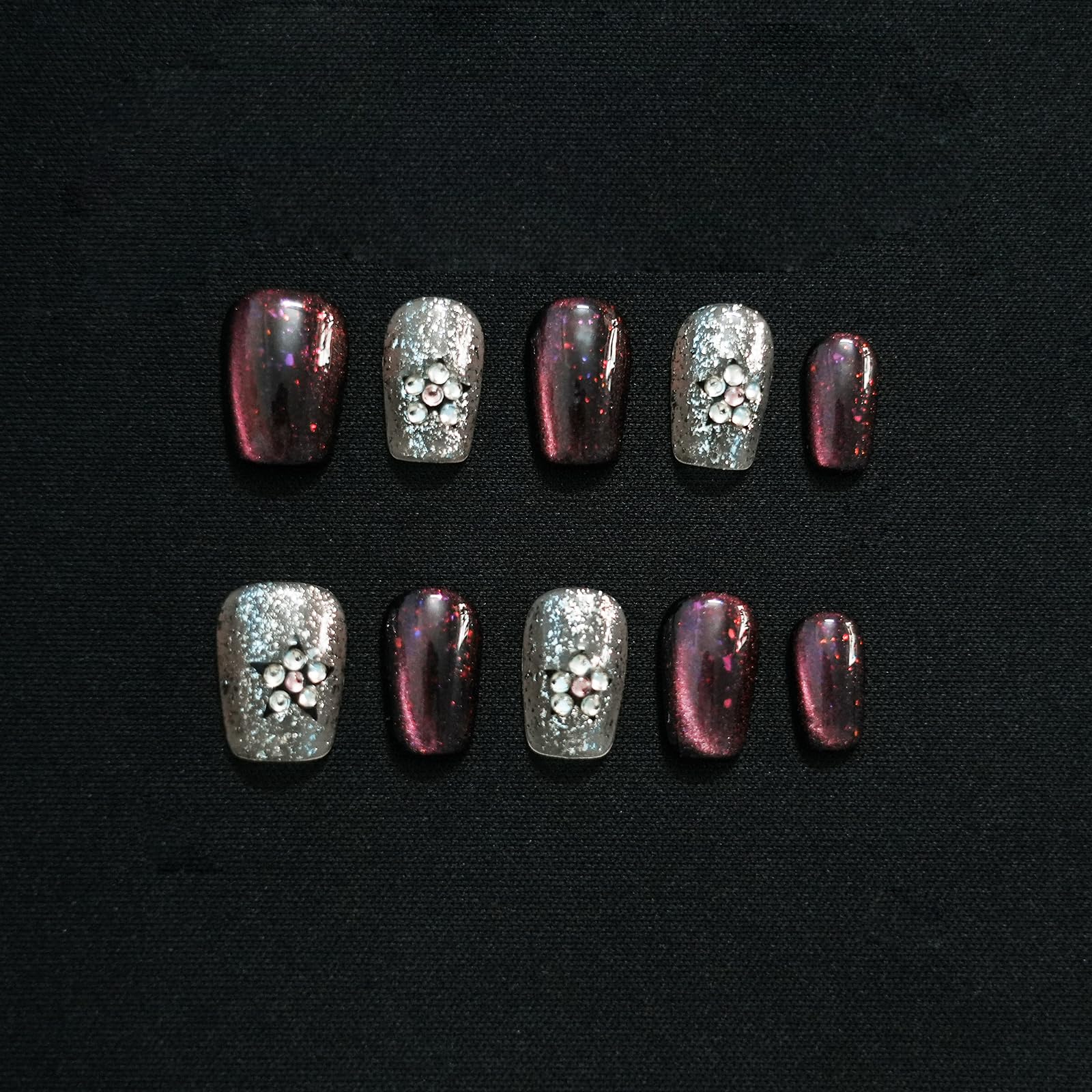 Tesytto neon press-on nails, short coffin shape for fast, flawless at-home manicure.