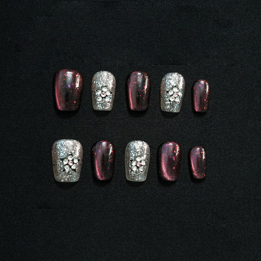 Tesytto neon press-on nails, short coffin shape for fast, flawless at-home manicure.