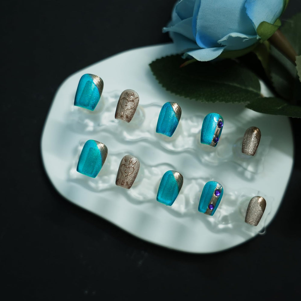 Tesytto short square press-on nails provide chic, comfortable daily wear