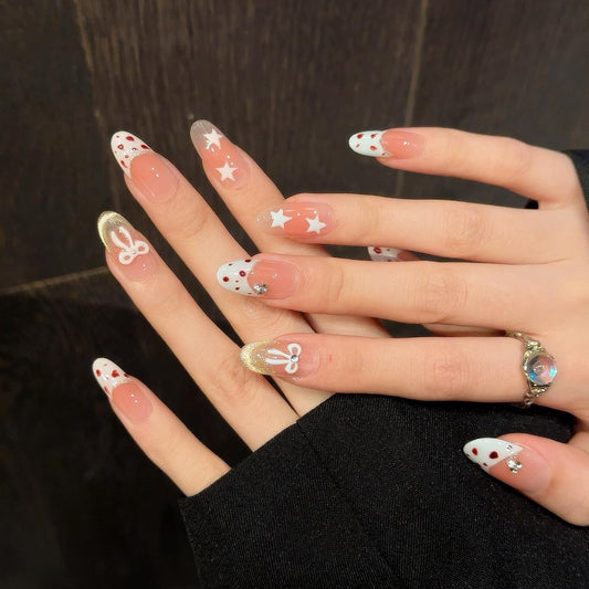 Tesytto leopard cat-eye glitter tip nails add a radiant French accent