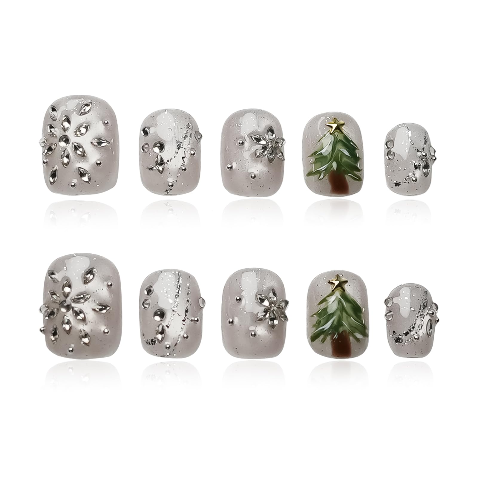 Tesytto Winter Bling nails with a 3D snowflake design for a festive manicure.