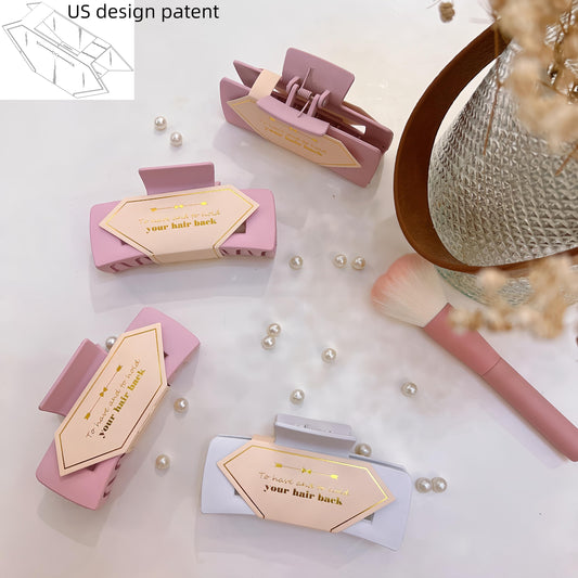 Tethzeng square hair clip worn to secure thick hair in a chic half-updo