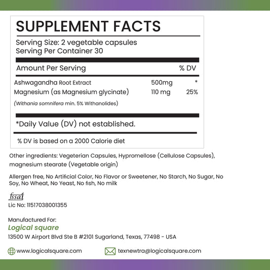 Ashwagandha root extract (5% Withanolides, KSM-66) per serving