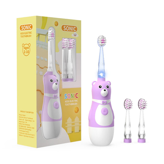 TFZTFZ Kids Electric Bear Toothbrush Set - purple bear-shaped handle