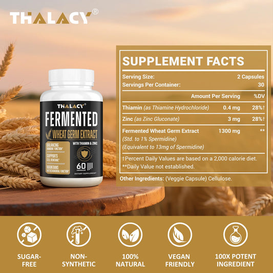 Spermidine capsules bottle with Thalacy branding – 4 pack