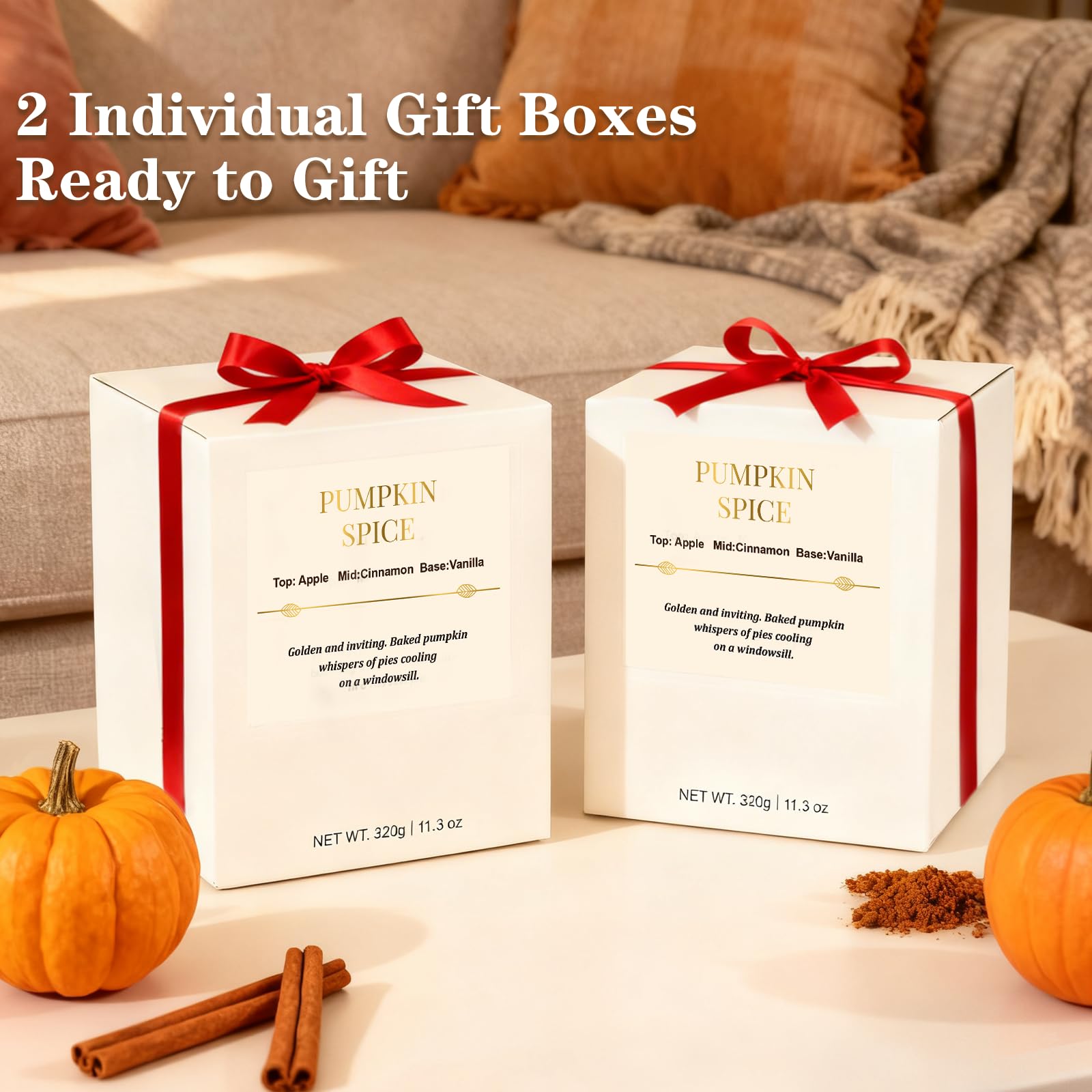 Gift-ready candle set ideal for Thanksgiving and Halloween gifts