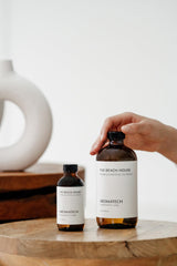 Lifestyle scene with The Beach House diffuser and fragrance notes
