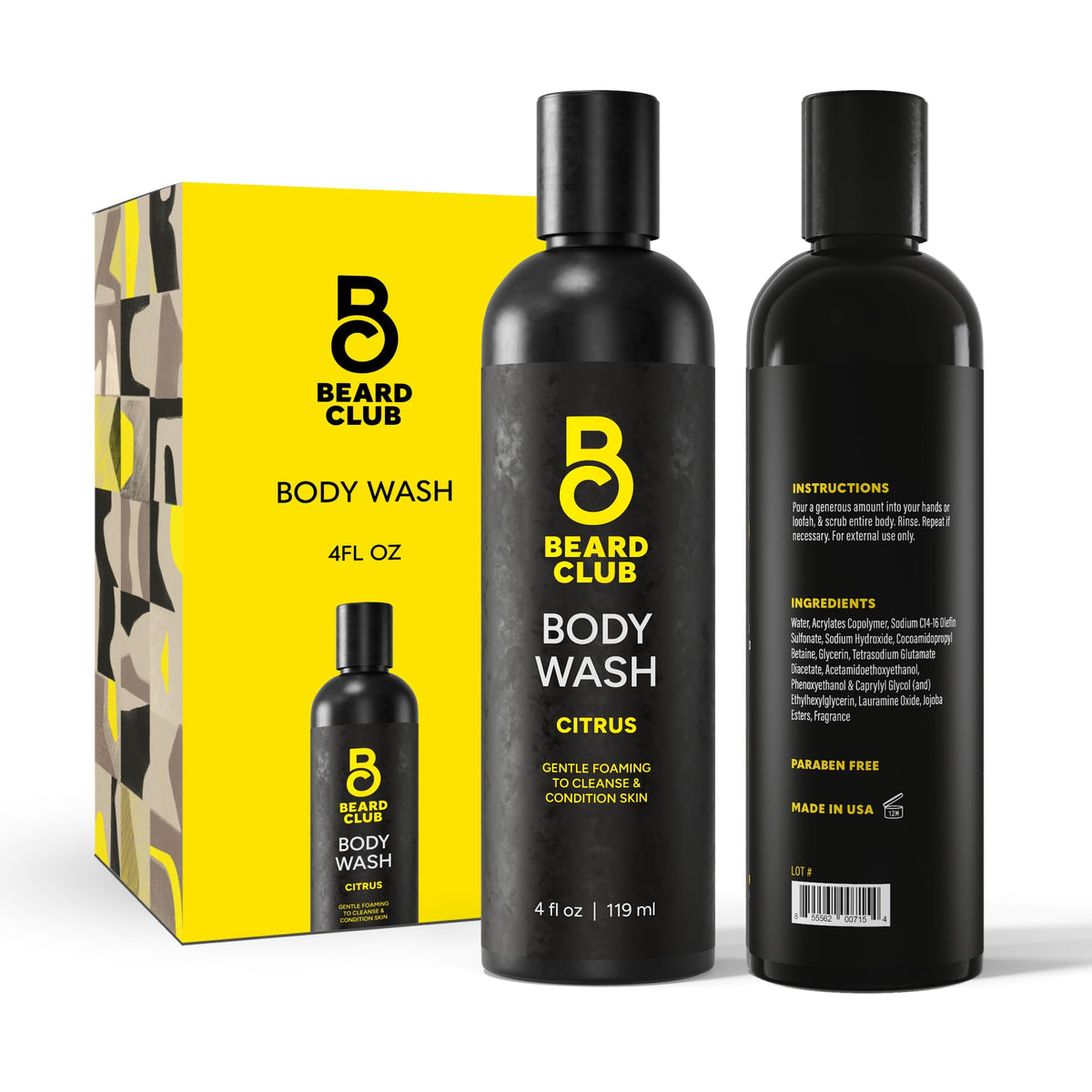 The Beard Club Fresh Water bottle close-up, sulfate-free daily cleanse