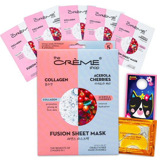 The Crème Shop face mask 5-pack bundle nourishes and hydrates skin