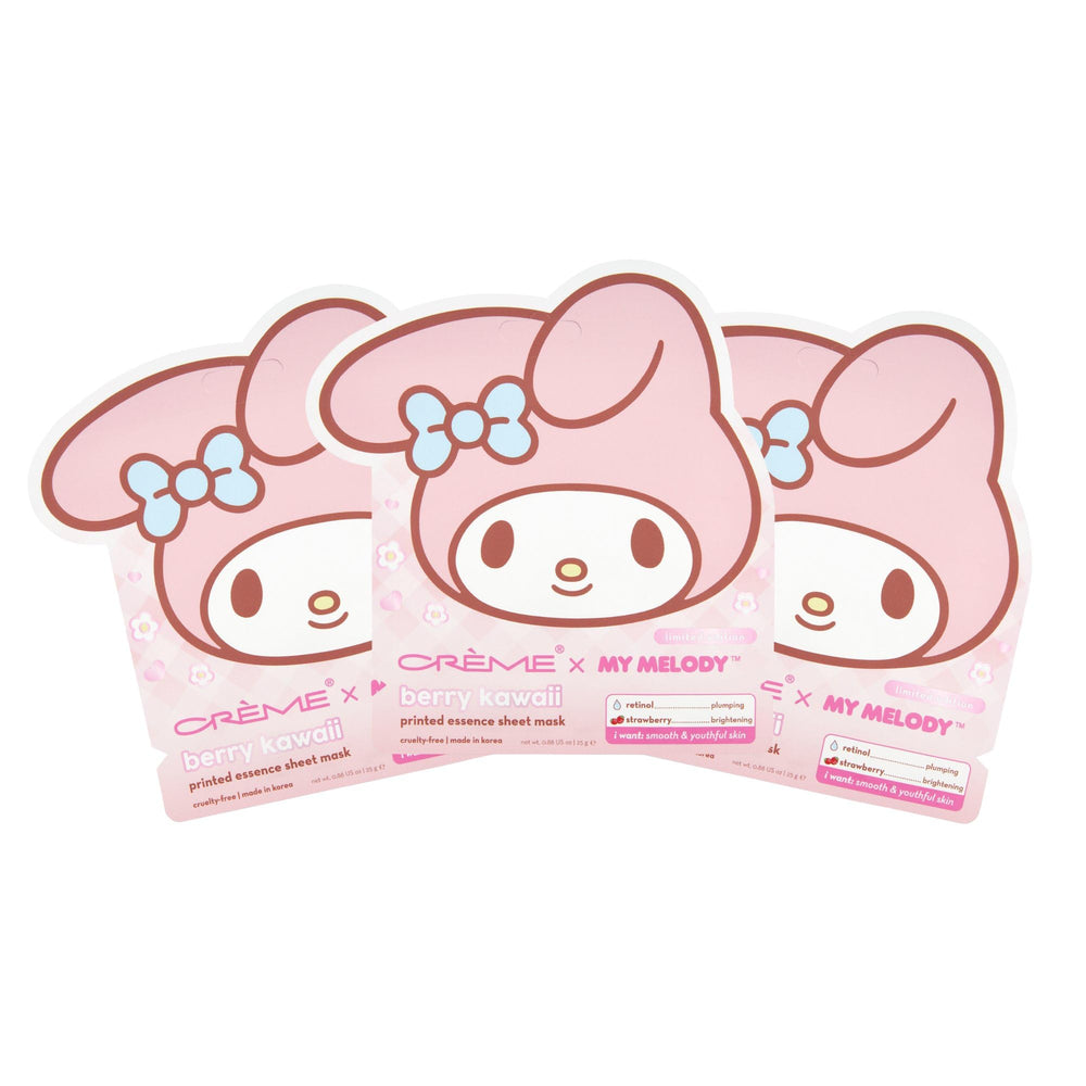 The Crème Shop My Melody Berry Kawaii printed sheet masks for hydrating skin