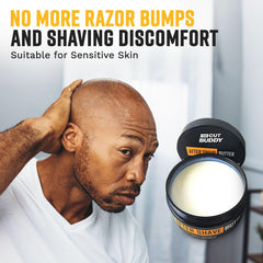 Dispensing The Cut Buddy moisturizer to hydrate freshly shaved skin.