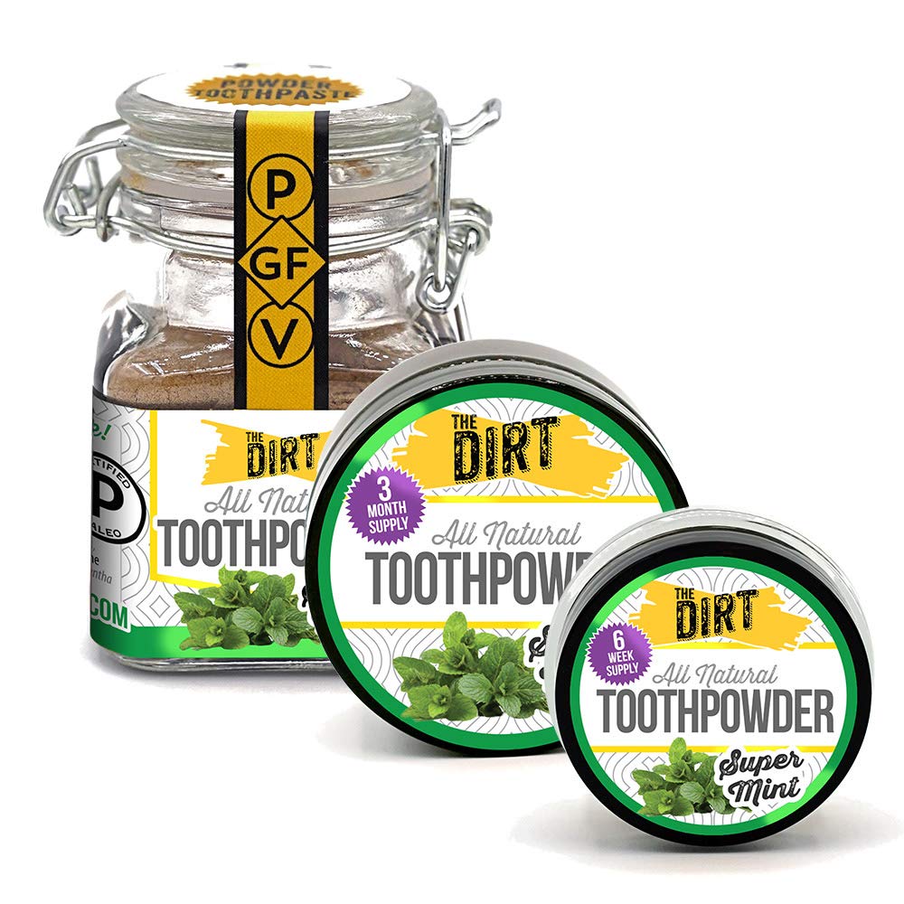 Brushing with The Dirt remineralizing tooth powder
