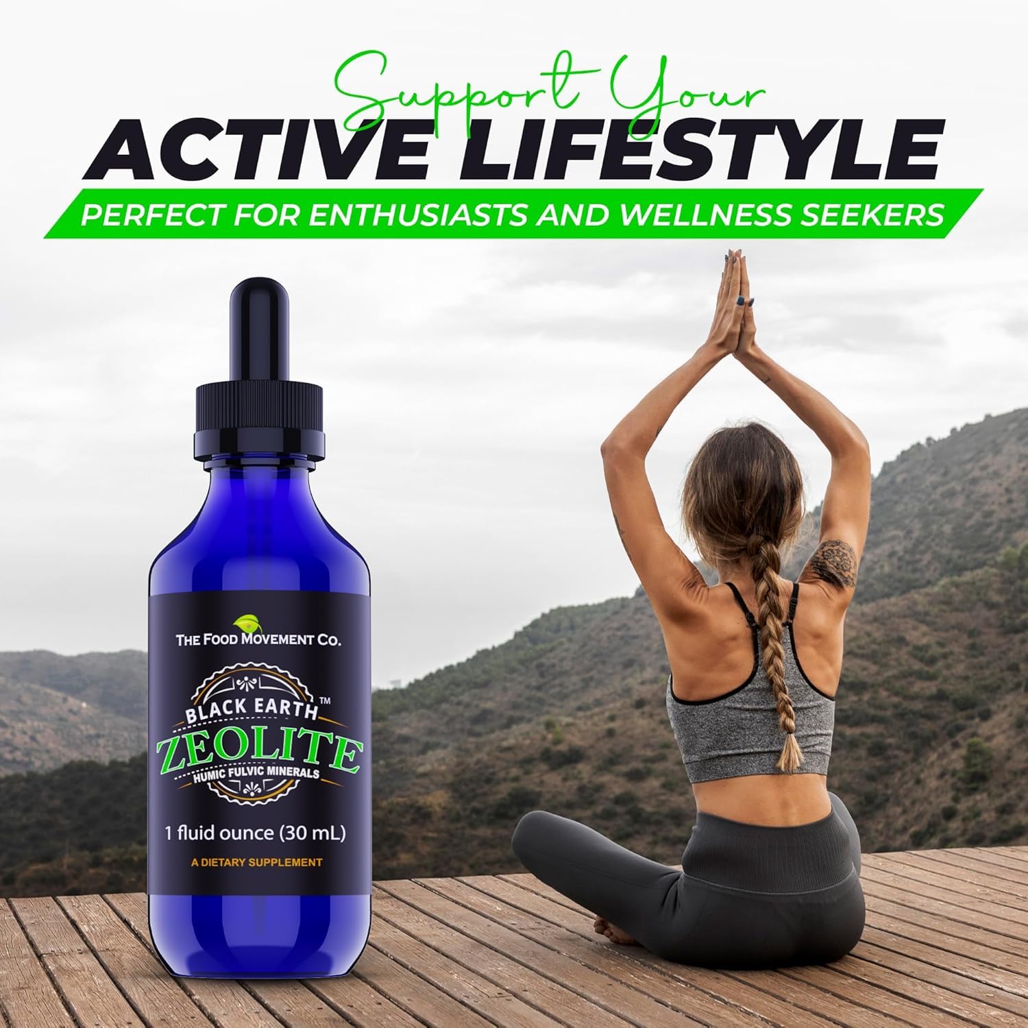 The Food Movement Co. Zeolite trace minerals graphic emphasizing diverse nutrients.