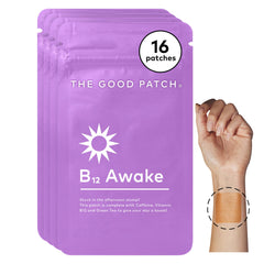 The Good Patch B12 Awake Patch packaging with four resealable pouches