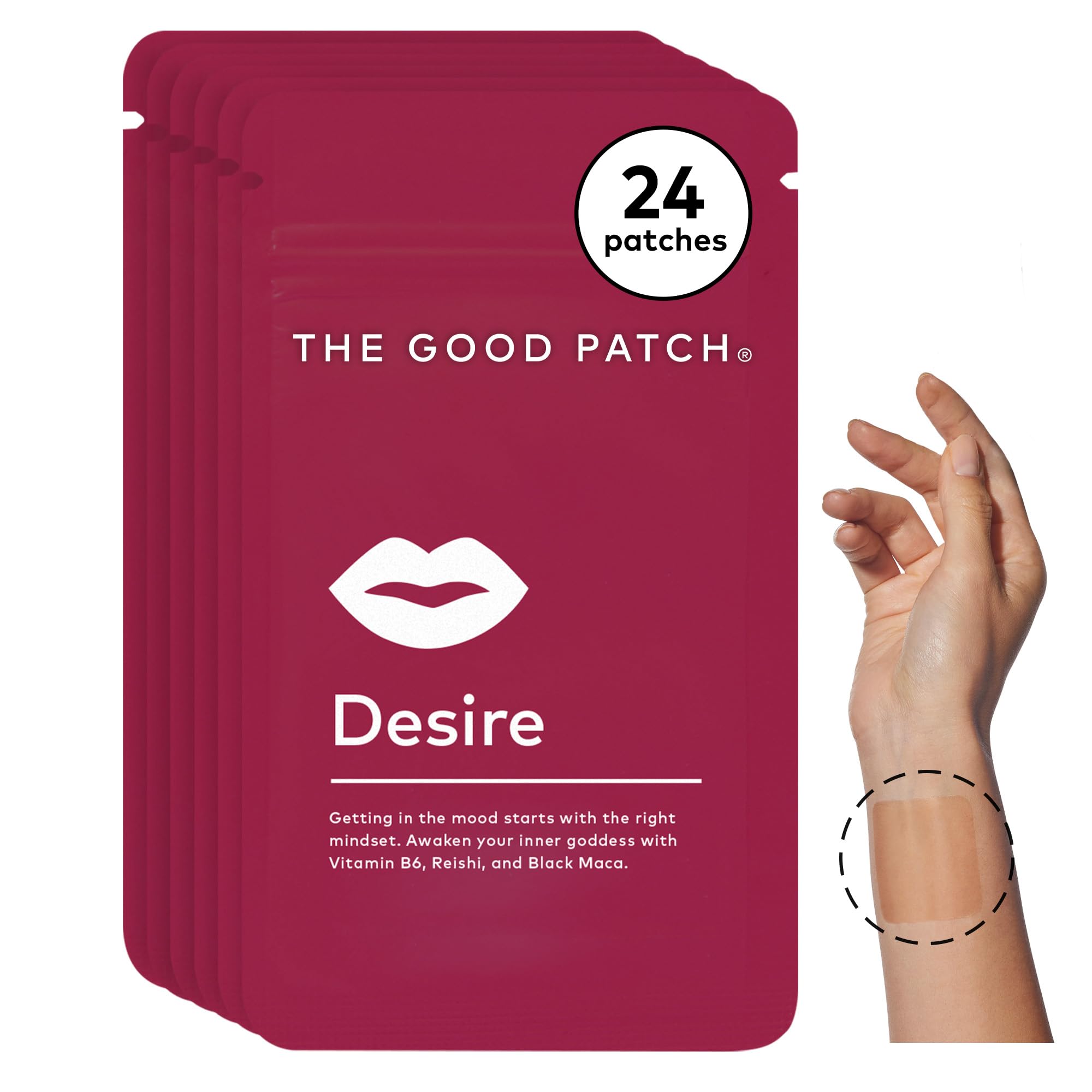 The Good Patch Desire patches packaging showing 24 patches
