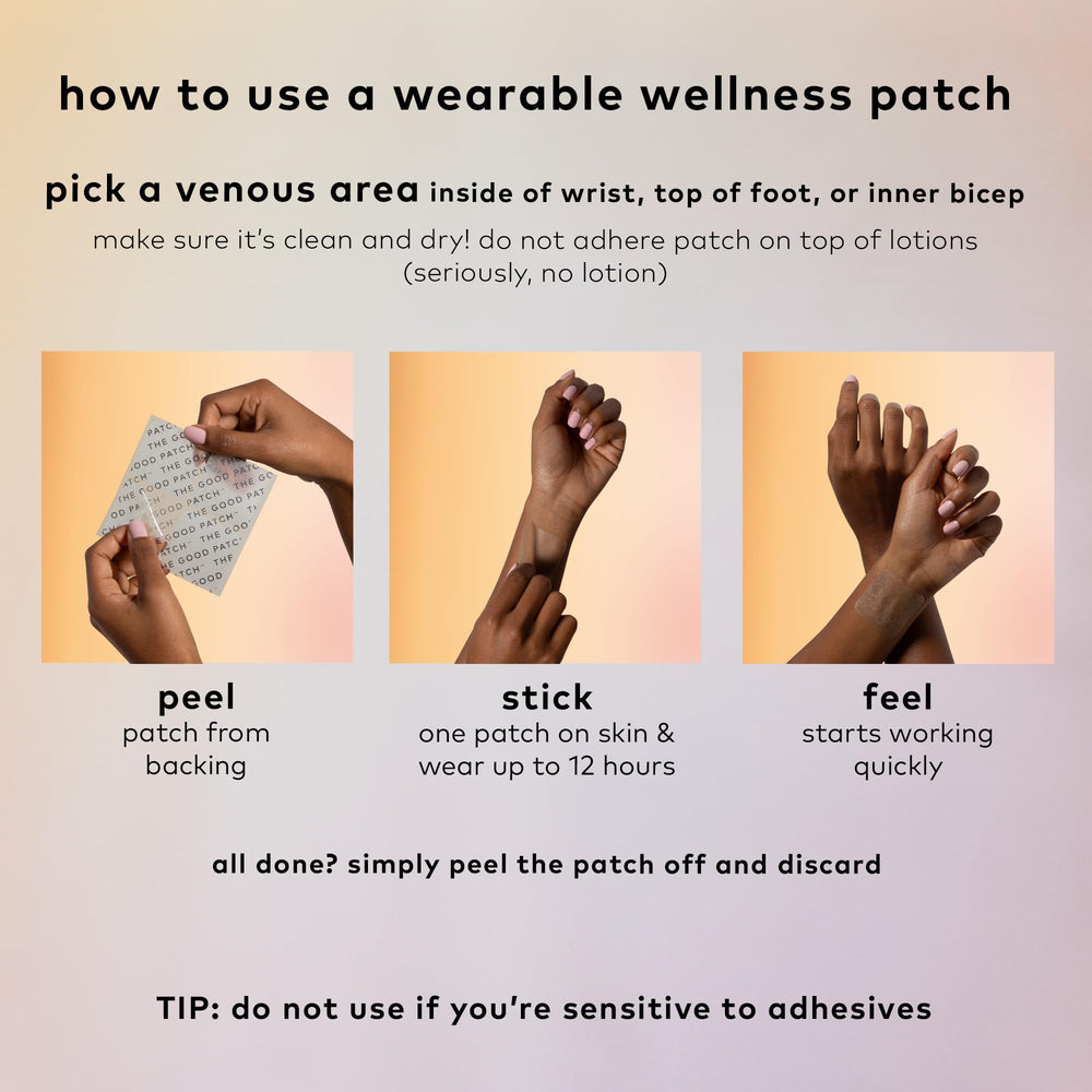 The Good Patch Nite Nite Sleep Patch ready to wear for overnight use.
