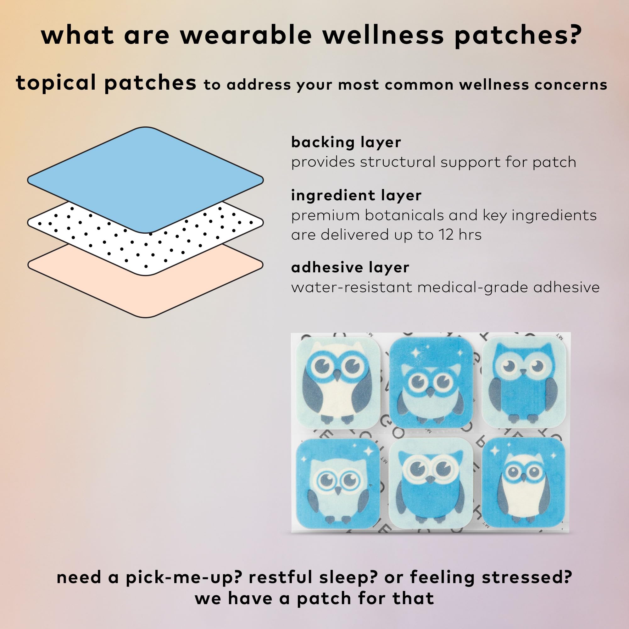 Six resealable pouches inside The Good Patch Nite Owl box for organization.