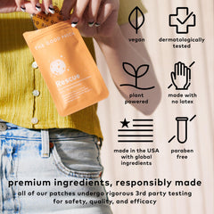 The Good Patch Rescue Patch applied to skin for subtle, wearable wellness during a night out.
