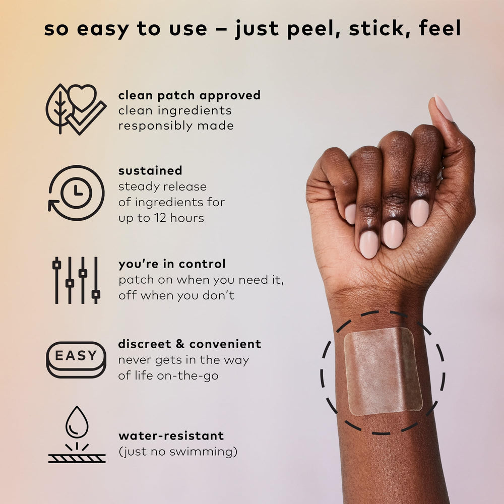 Patch applied to skin for night-time sleep support