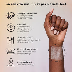 The Good Patch Slumber patch closeup highlighting discreet wear and skin contact.