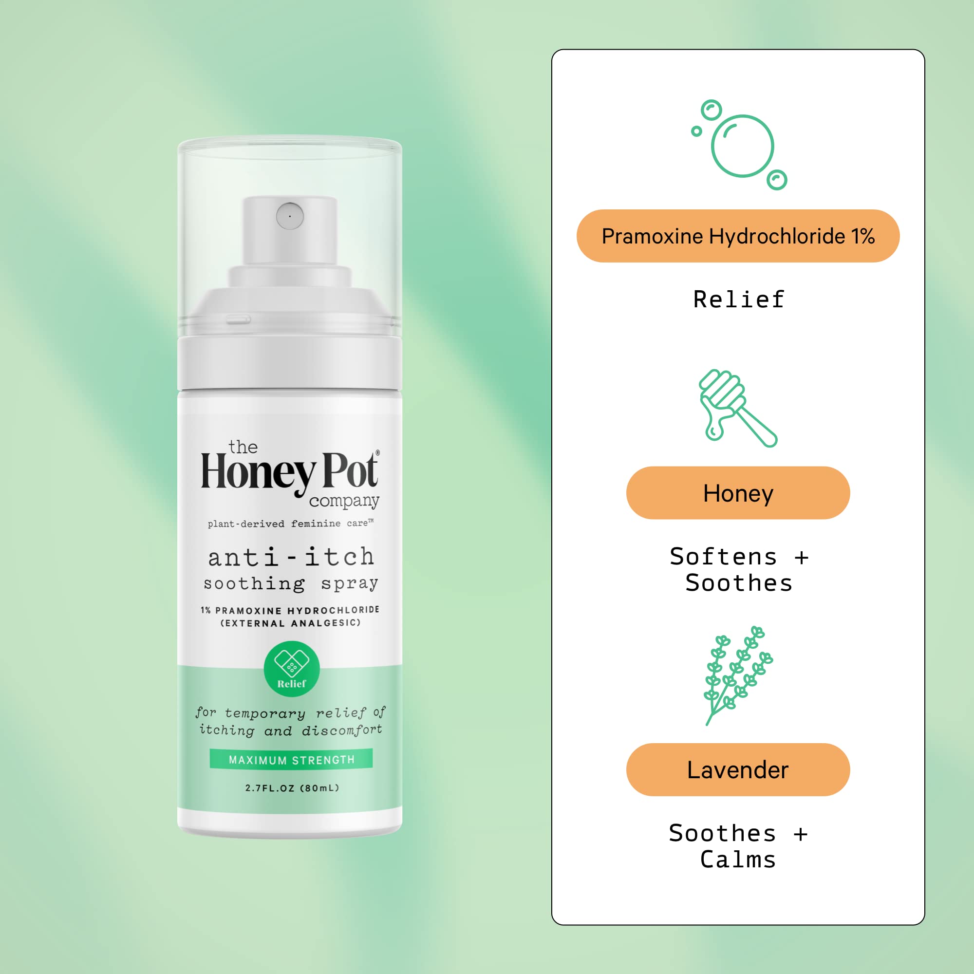 The Honey Pot anti-itch spray bottle shown for on-the-go relief