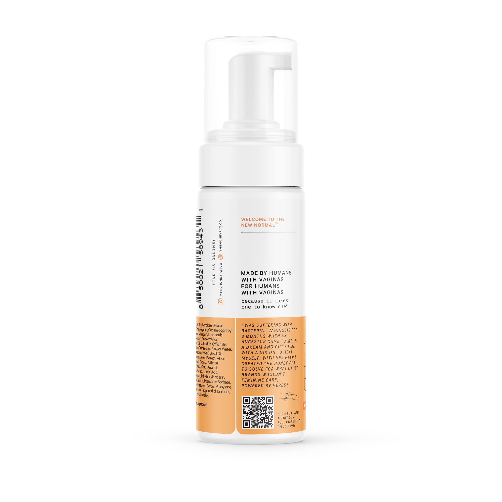 The Honey Pot Company daily-use foaming wash in action for easy cleansing.