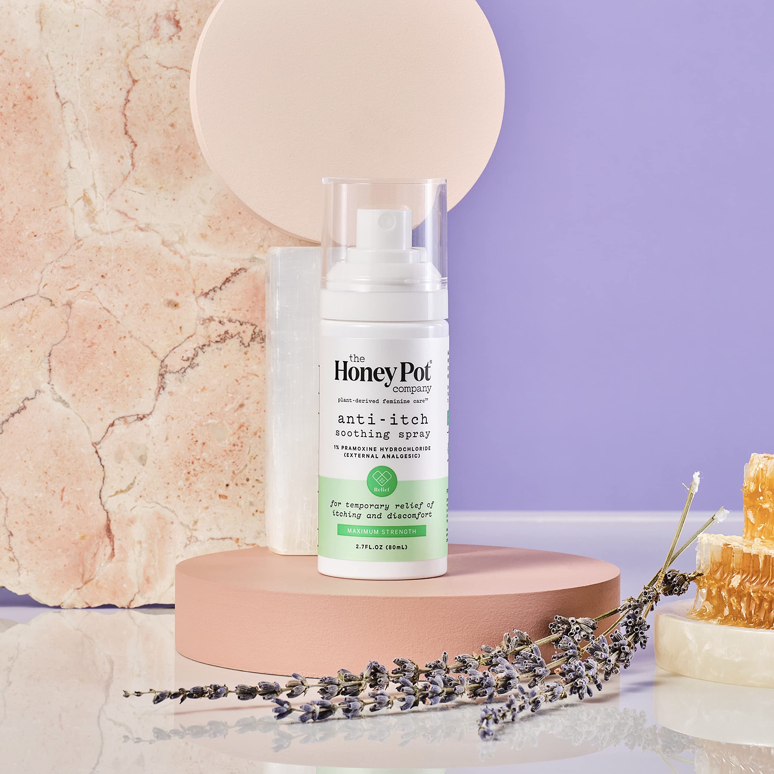 The Honey Pot cucumber lavender witch hazel formula soothing the area and balancing pH