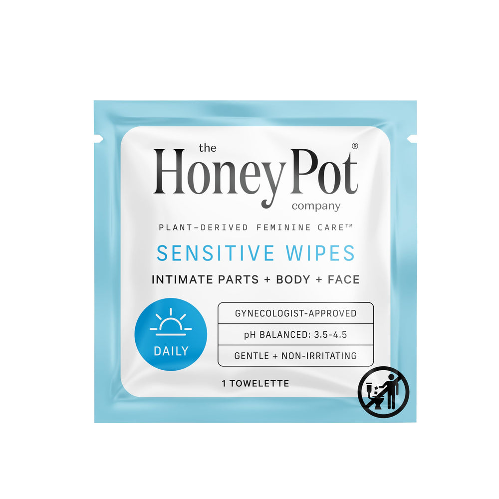 The Honey Pot individually wrapped wipes offer convenient travel hygiene.