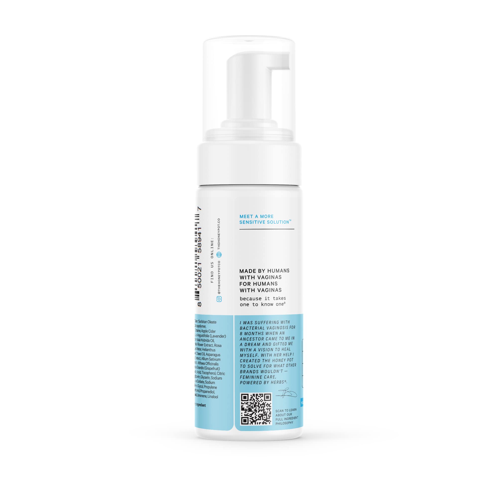 The Honey Pot Sensitive Feminine Wash bottle with label communicates trusted daily care.