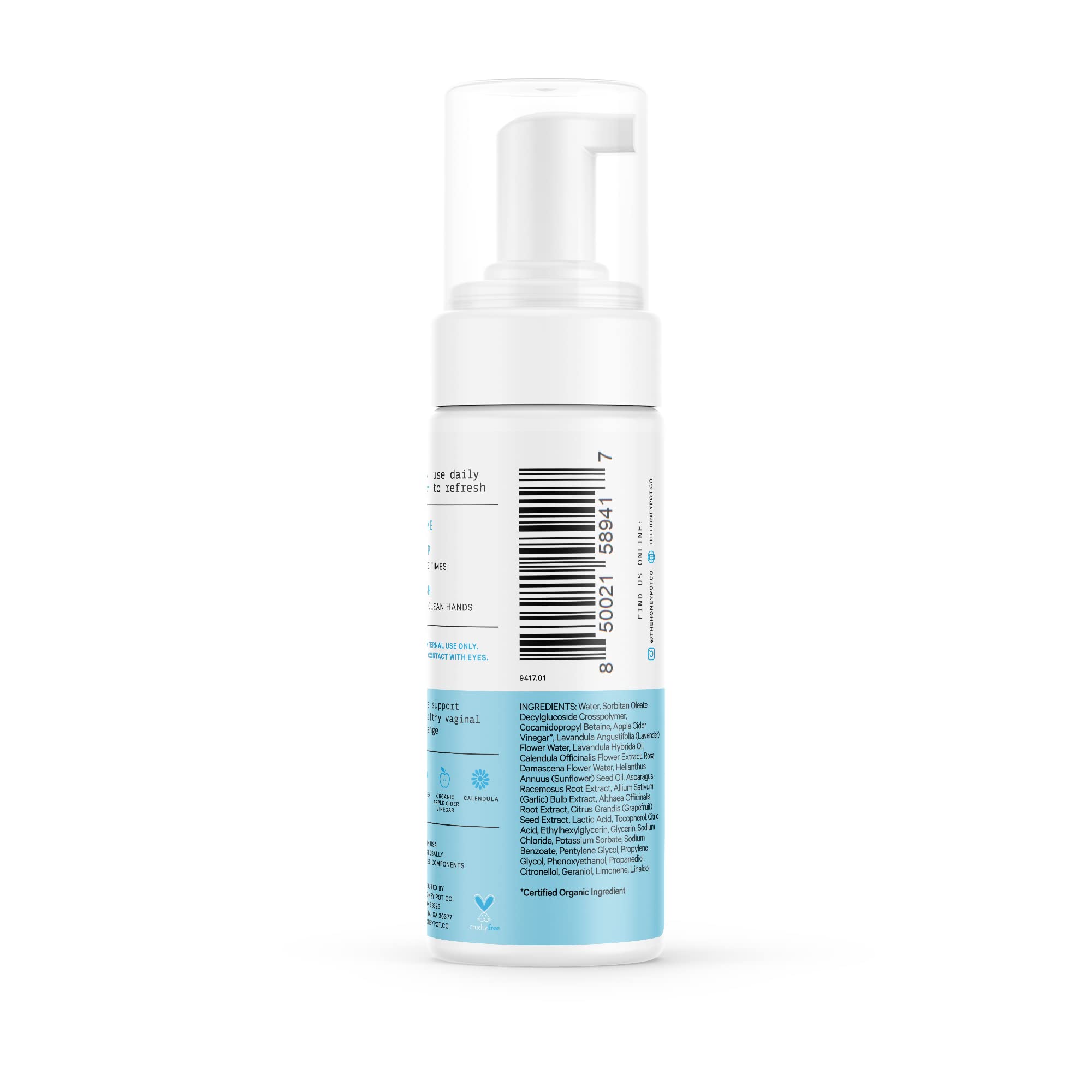 The Honey Pot Sensitive Feminine Wash eco packaging spotlights sustainable design.