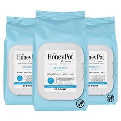 The Honey Pot Sensitive Feminine Wipes outer pack for on-the-go freshness.