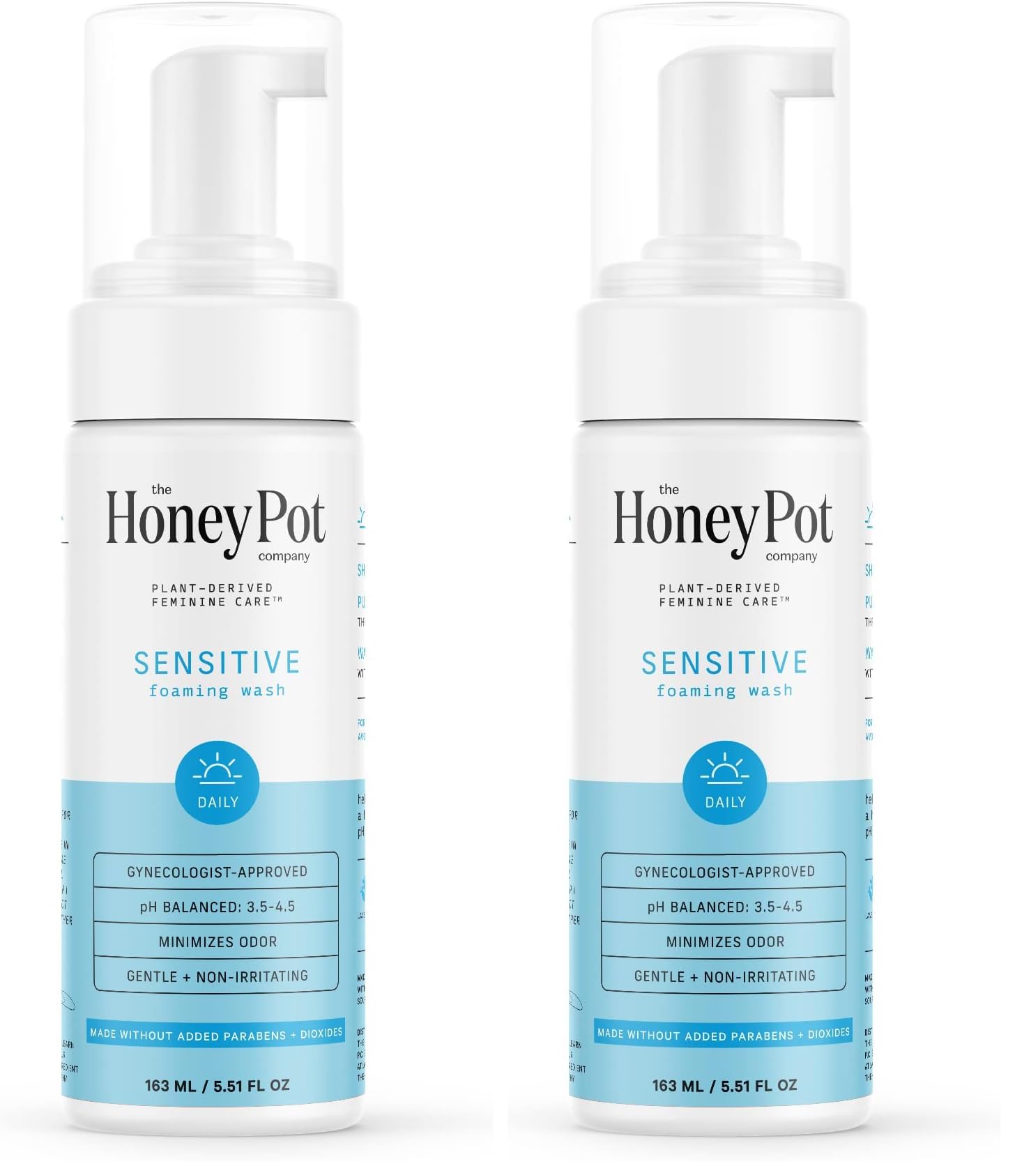 The Honey Pot Sensitive Wash bottle pour for gentle cleansing on sensitive skin