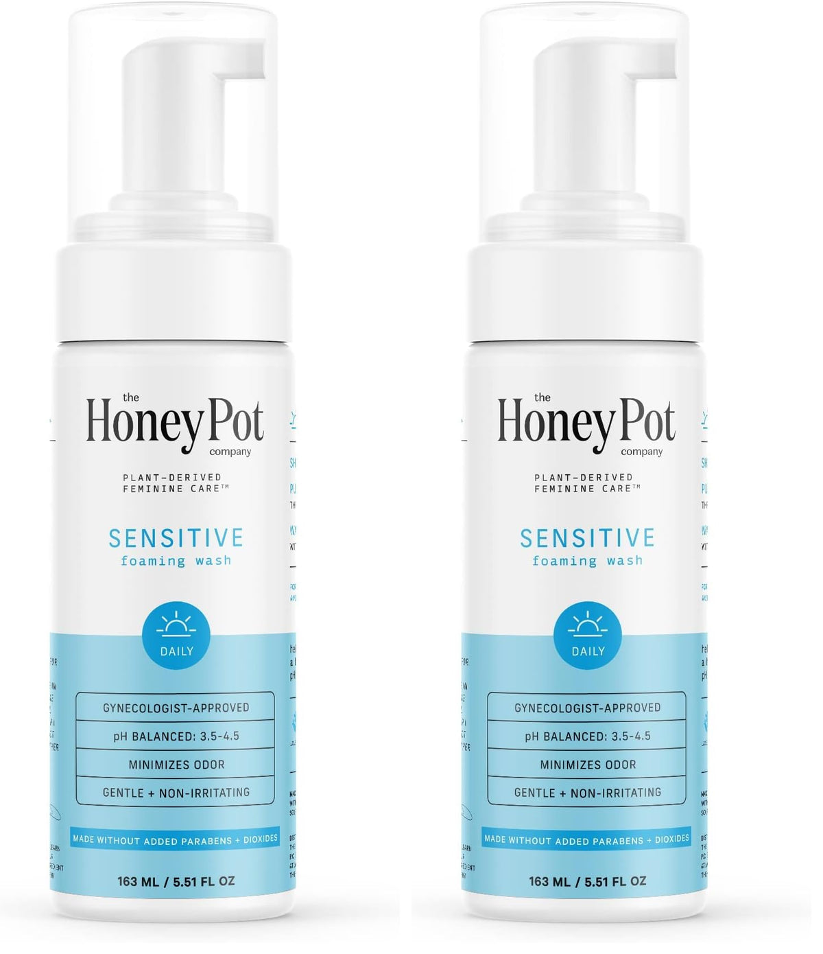 The Honey Pot Sensitive Wash bottle pour for gentle cleansing on sensitive skin