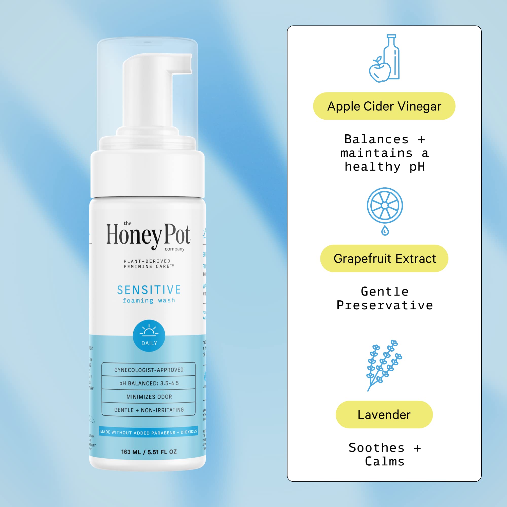 The Honey Pot Sensitive Wash lavender scent for calming daily use