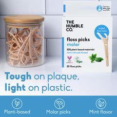 Angled floss head designed to reach back molars