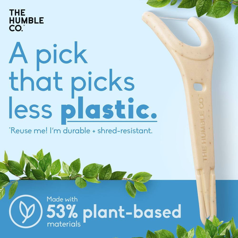 Dual-ended design: floss and pick for maximum interdental reach