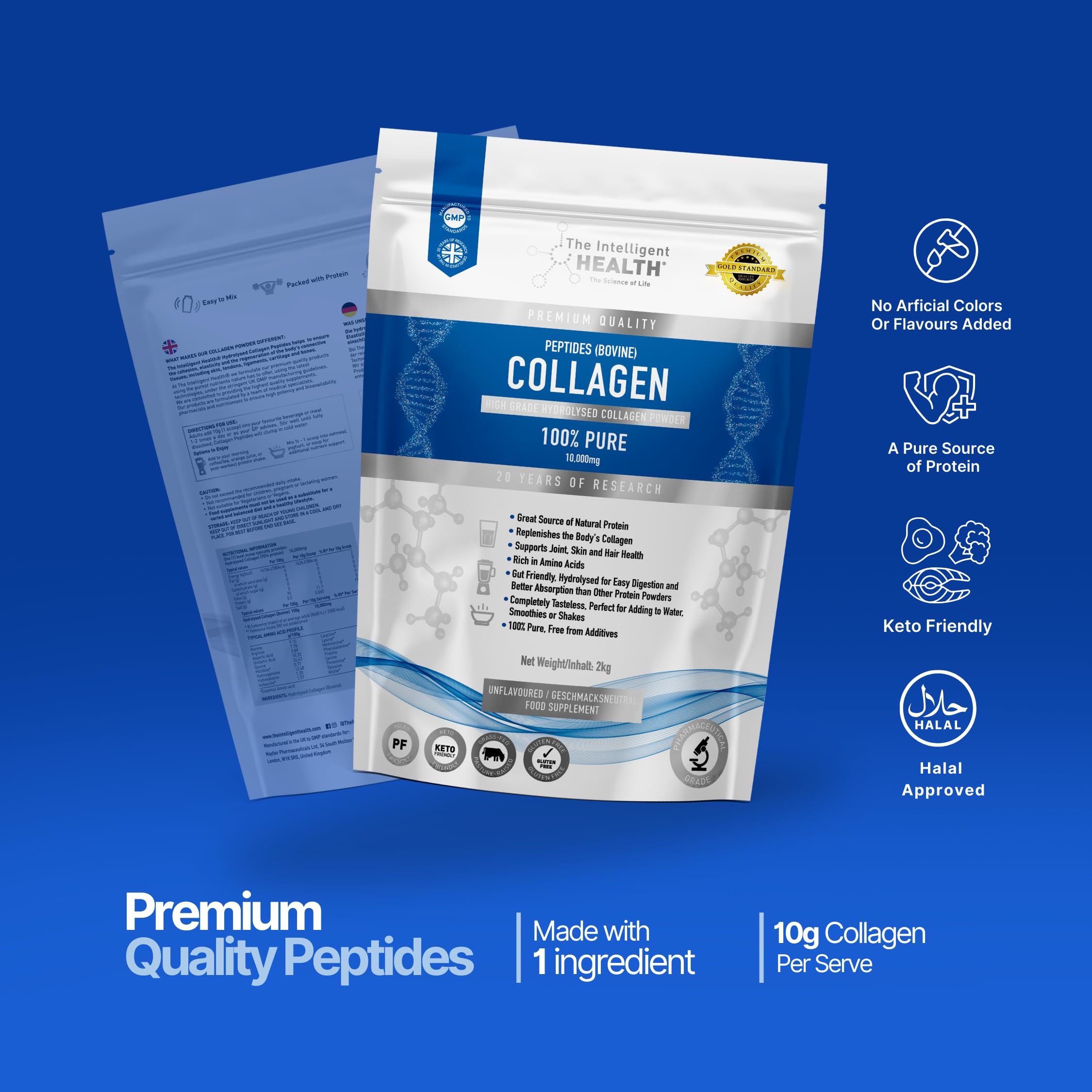The Intelligent Health collagen powder stirred into a coffee for easy blending